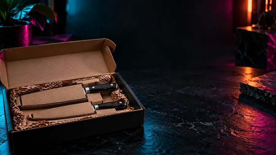 Protected knives packed for mail-in sharpening